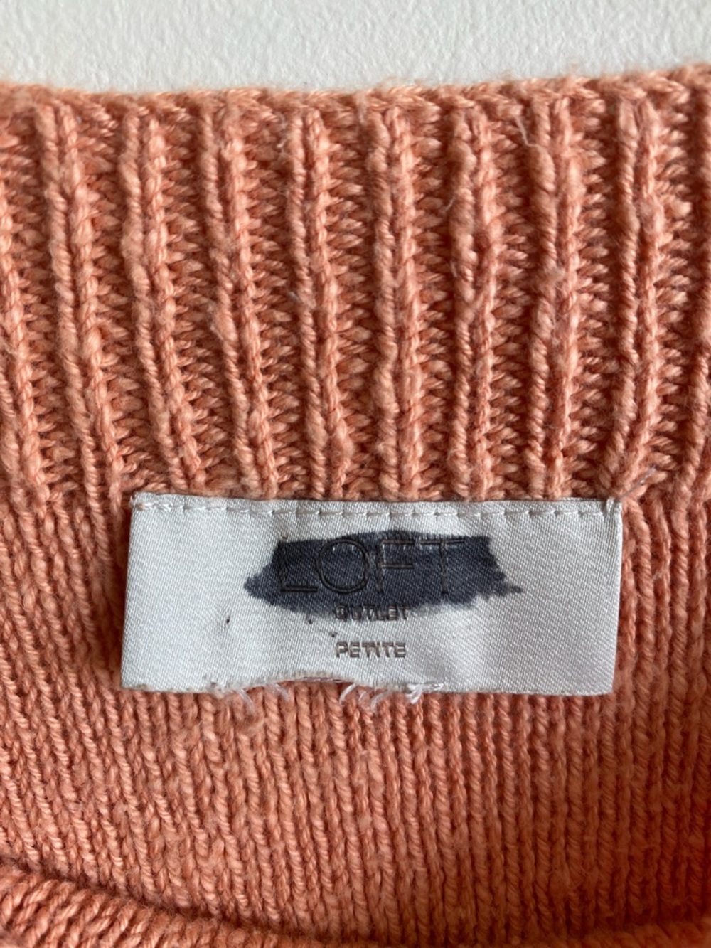 100% Cotton Peach Short Sleeve Sweater | Boat Neck Minimalist Knit M - Picture 3 of 4